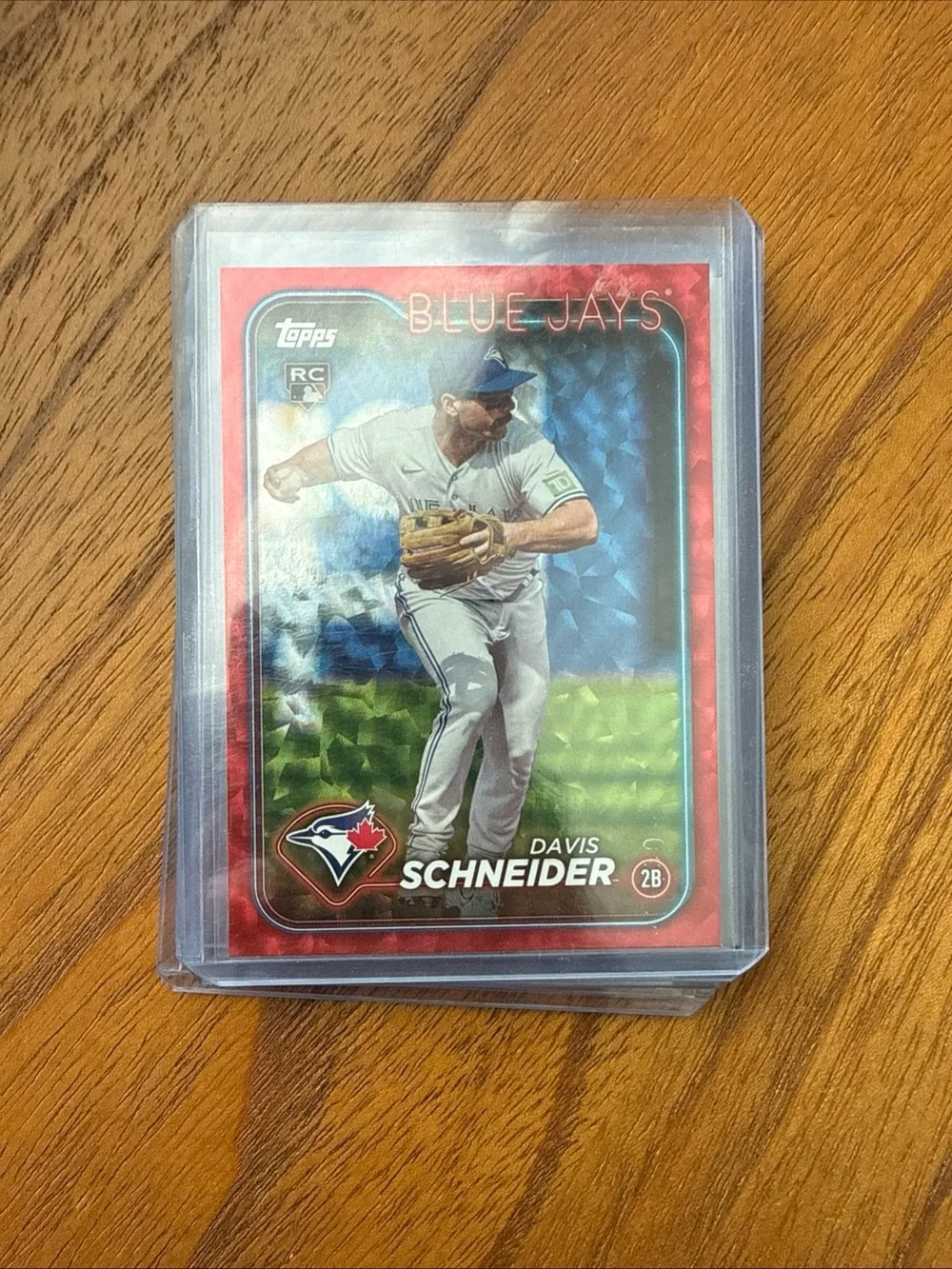 Topps Blue Jays Red Green Holo Davis Schneider Card